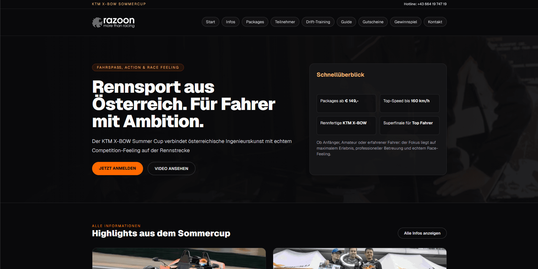 Racing Team Website Vorschau